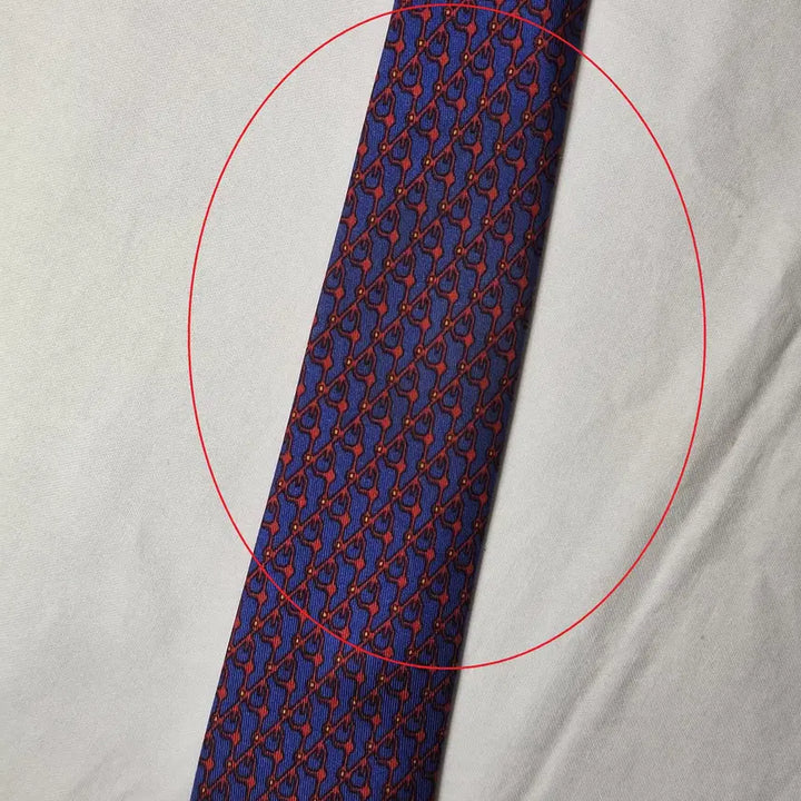 [BUNJANG] Hermès Blue Red Link Pattern Silk Tie / 에르메스 블루 레드 링크패턴 실크 넥타이