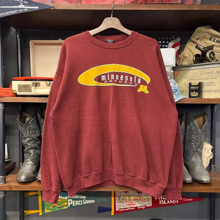 [BUNJANG] 90s Minnesota Golden Gophers College Team Sweatshirt / 90s 미네소타 골든 구퍼스 칼리지팀 서포터즈 스웻셔츠 N1241