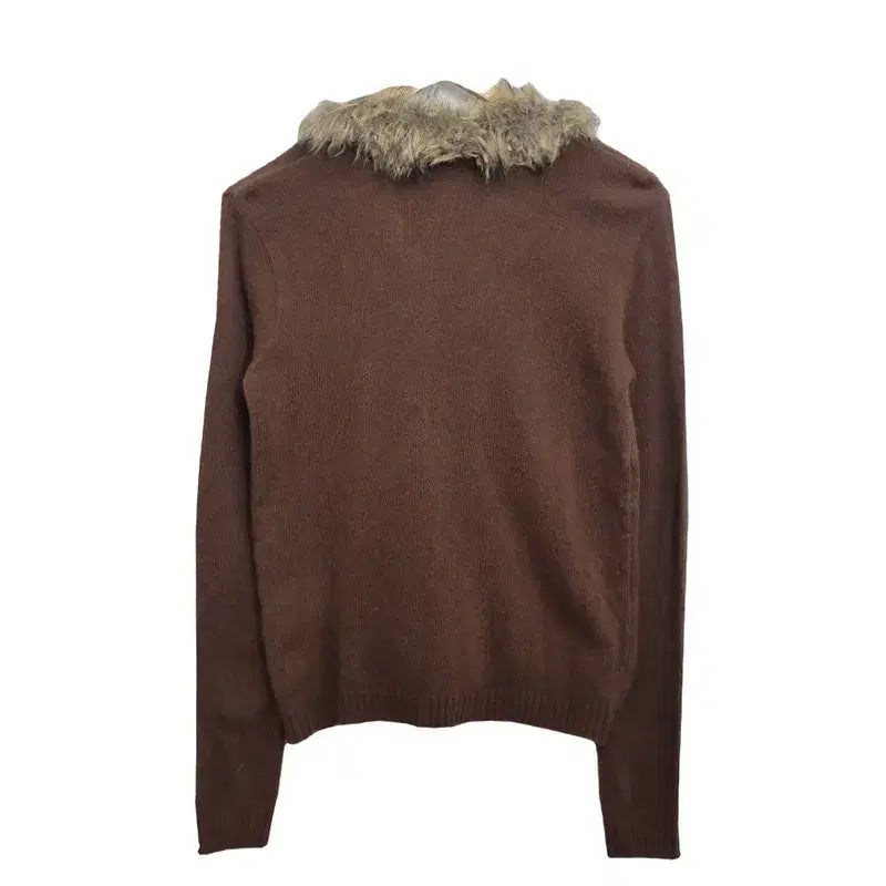 [BUNJANG] GRAY MAGIC Brown Faux Fur Cardigan [M] / 미사용품 GRAY MAGIC 브라운 인조 퍼 가디건 [M] 울 혼방