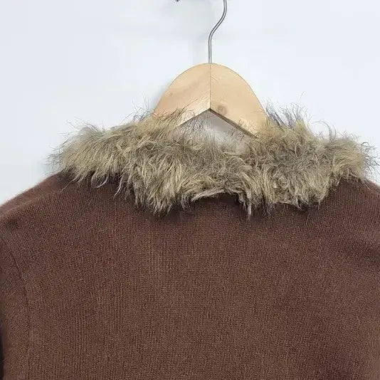 [BUNJANG] GRAY MAGIC Brown Faux Fur Cardigan [M] / 미사용품 GRAY MAGIC 브라운 인조 퍼 가디건 [M] 울 혼방