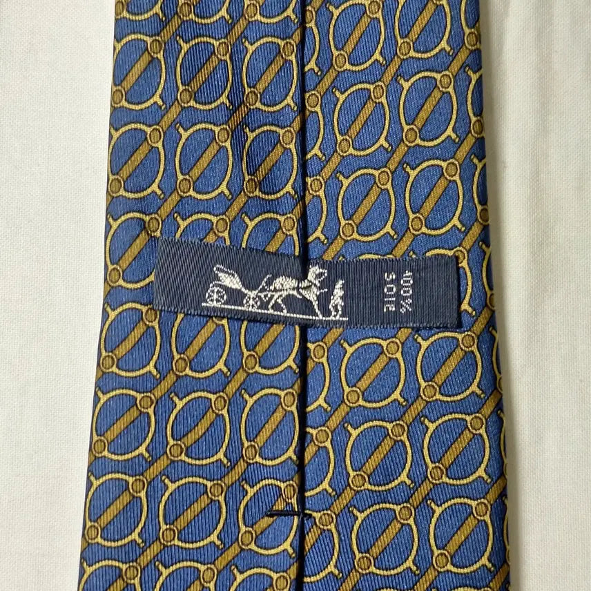 [SOLD OUT] 에르메스 블루 브라운 버클패턴 실크 넥타이