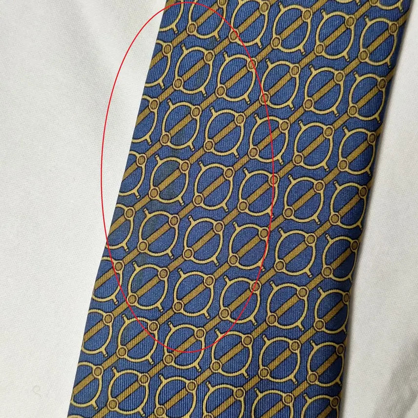 [SOLD OUT] 에르메스 블루 브라운 버클패턴 실크 넥타이