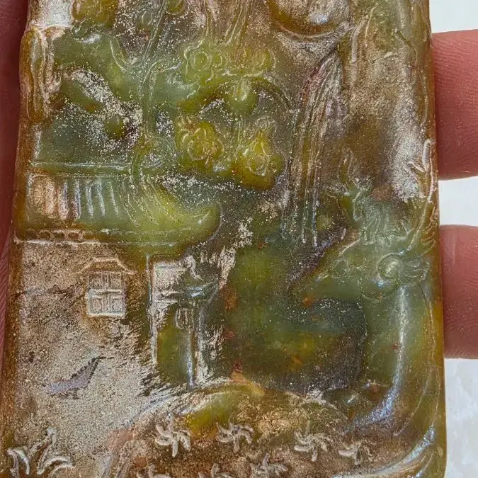 [BUNJANG] Jade San Su Deer Pavilion Antique / 고옥에강옥 산수누각사슴문