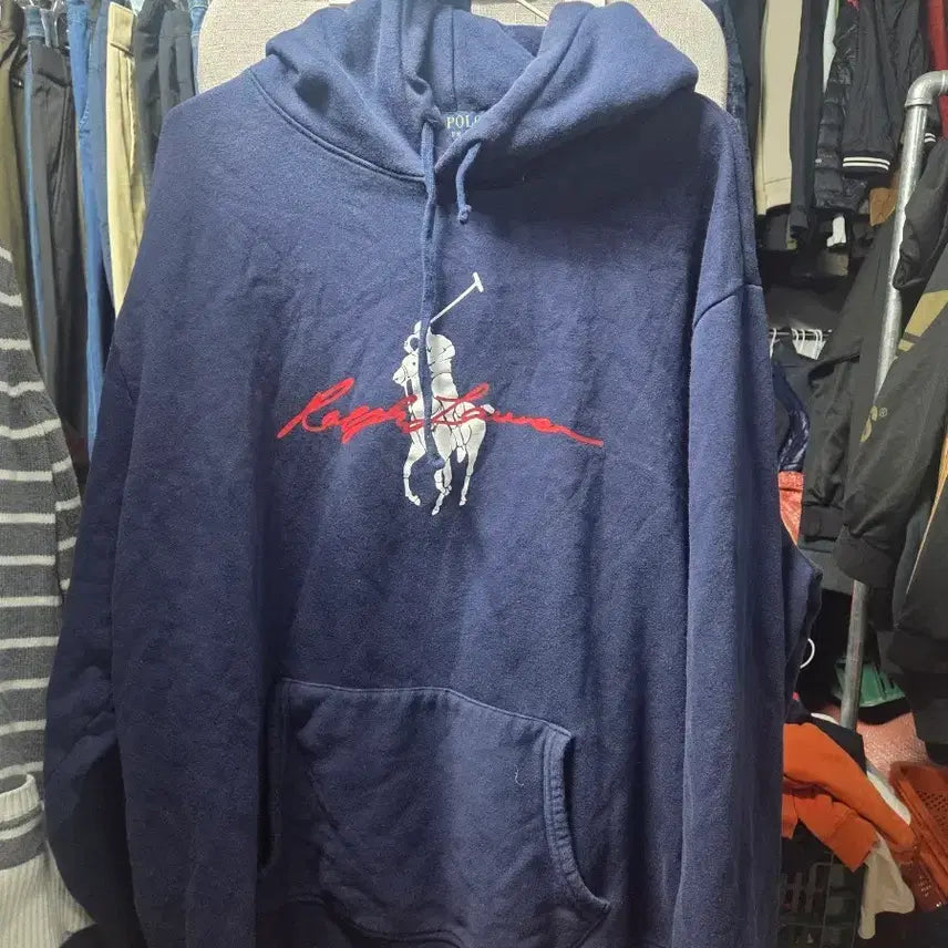 [BUNJANG] Polo Ralph Lauren Navy Big Pony Hoodie / 폴로 랄프로렌 네이비 빅포니 후드티