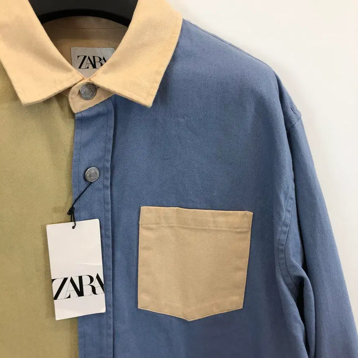[SOLD OUT] 자라 (새상품) 컬러블록 데님셔츠 XL