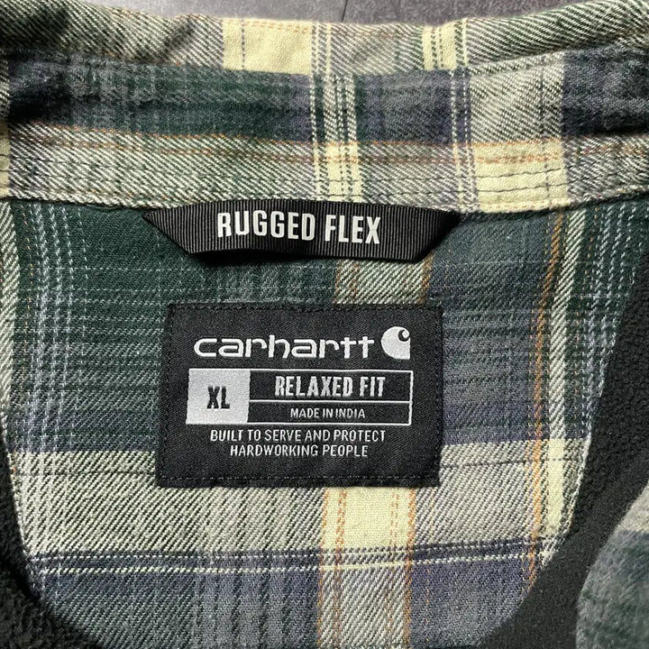 [BUNJANG] CARHARTT 칼하트 빈티지 그린 체크 기모 셔츠 워크자켓 A00833 / CARHARTT 칼하트 빈티지 그린 체크 기모 셔츠 워크자켓 A00833