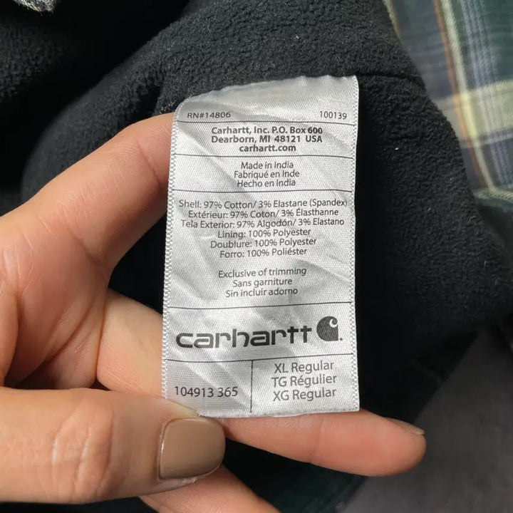 [BUNJANG] CARHARTT 칼하트 빈티지 그린 체크 기모 셔츠 워크자켓 A00833 / CARHARTT 칼하트 빈티지 그린 체크 기모 셔츠 워크자켓 A00833