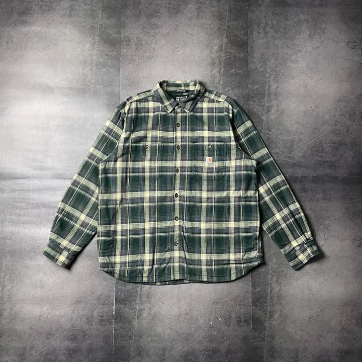 [BUNJANG] CARHARTT 칼하트 빈티지 그린 체크 기모 셔츠 워크자켓 A00833 / CARHARTT 칼하트 빈티지 그린 체크 기모 셔츠 워크자켓 A00833