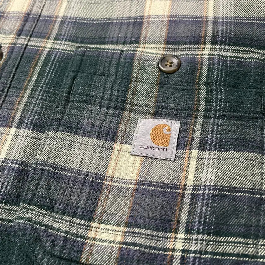 [BUNJANG] CARHARTT 칼하트 빈티지 그린 체크 기모 셔츠 워크자켓 A00833 / CARHARTT 칼하트 빈티지 그린 체크 기모 셔츠 워크자켓 A00833