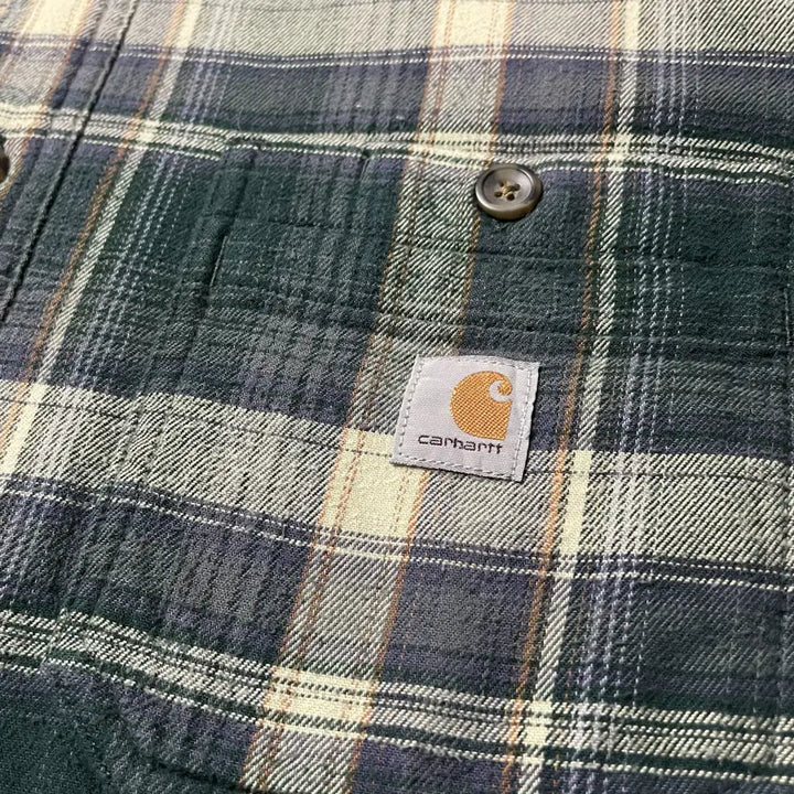 [BUNJANG] CARHARTT 칼하트 빈티지 그린 체크 기모 셔츠 워크자켓 A00833 / CARHARTT 칼하트 빈티지 그린 체크 기모 셔츠 워크자켓 A00833