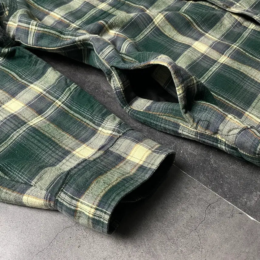 [BUNJANG] CARHARTT 칼하트 빈티지 그린 체크 기모 셔츠 워크자켓 A00833 / CARHARTT 칼하트 빈티지 그린 체크 기모 셔츠 워크자켓 A00833