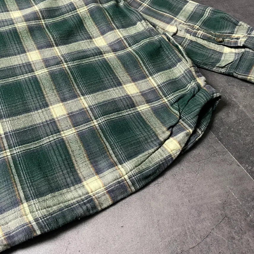 [BUNJANG] CARHARTT 칼하트 빈티지 그린 체크 기모 셔츠 워크자켓 A00833 / CARHARTT 칼하트 빈티지 그린 체크 기모 셔츠 워크자켓 A00833