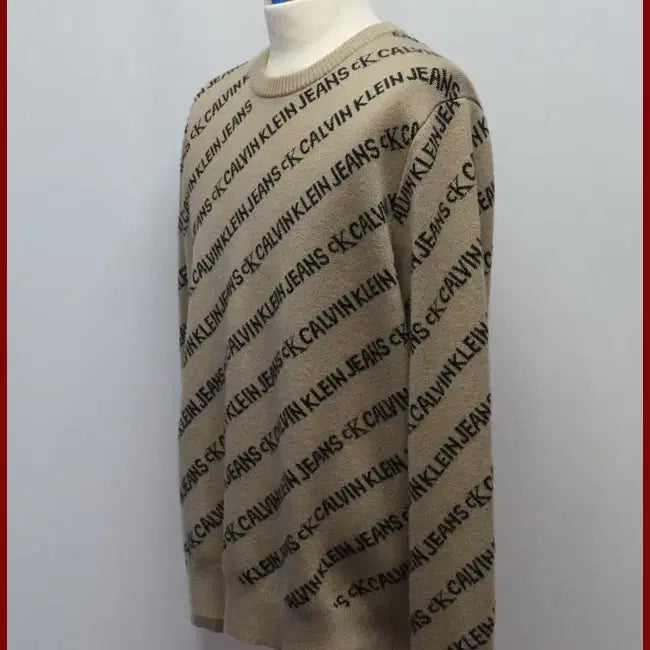 [BUNJANG] Calvin Klein Beige Round Knit Sweater / 케빈클라인/베이지색 라운드니트/100사이즈/따봉구제(G-14)