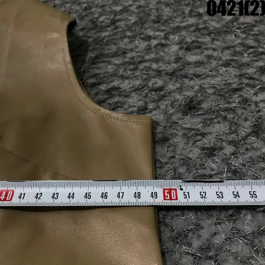 [BUNJANG] V-Neck Leather Mini Dress Camel M / 브이넥 레더 미니 원피스 카멜 m