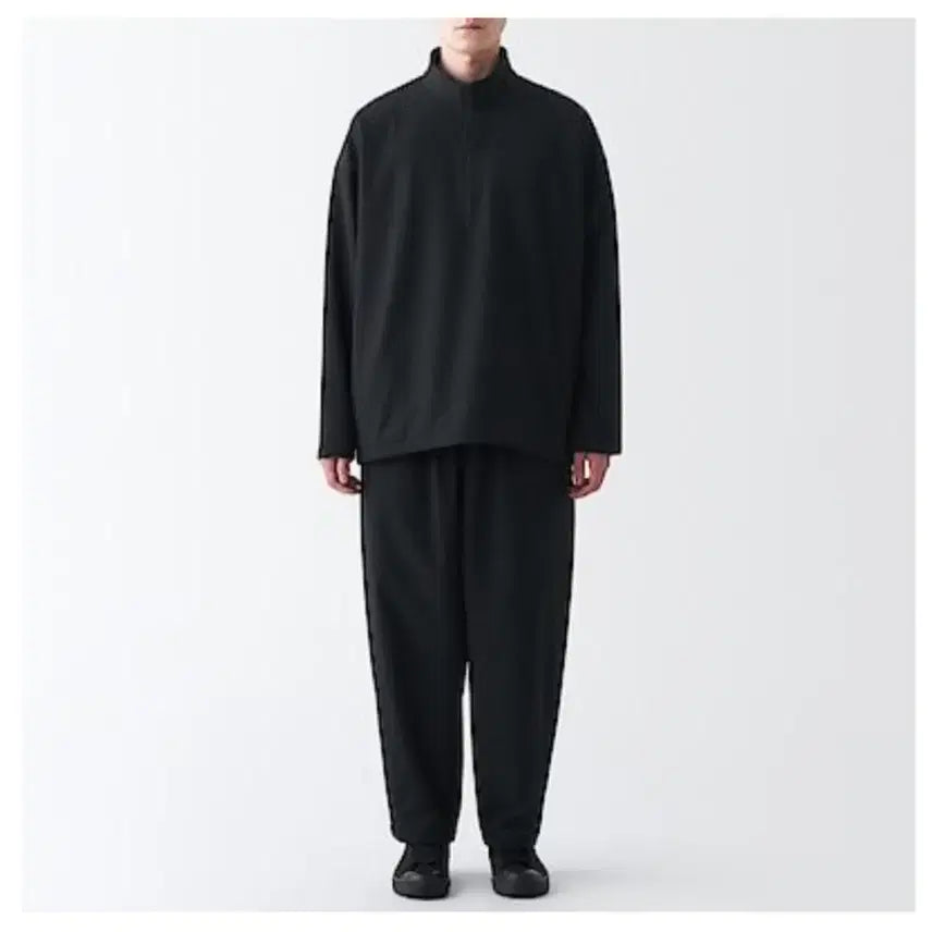 [SOLD OUT] 무인양품 라보 안감 기모 와이드팬츠 블랙 (정가 89,900원)