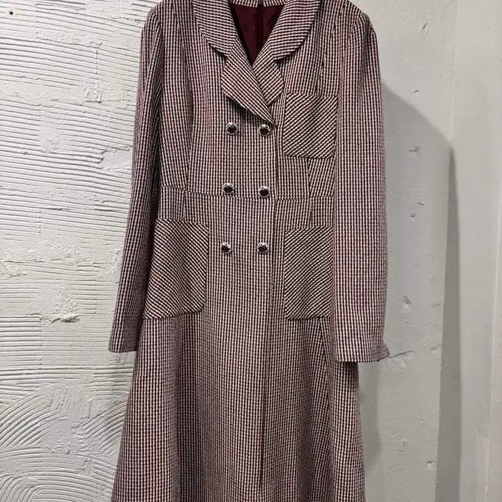 [BUNJANG] Line Burgundy Red Checkered Dress / 라인 버건디 레드 체크 원피스