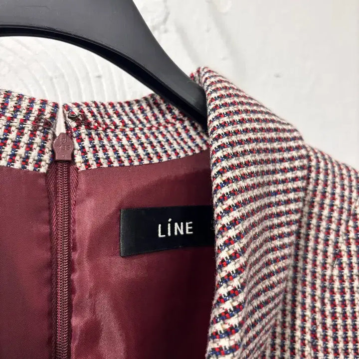 [BUNJANG] Line Burgundy Red Checkered Dress / 라인 버건디 레드 체크 원피스