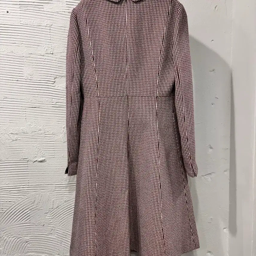 [BUNJANG] Line Burgundy Red Checkered Dress / 라인 버건디 레드 체크 원피스