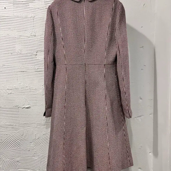[BUNJANG] Line Burgundy Red Checkered Dress / 라인 버건디 레드 체크 원피스