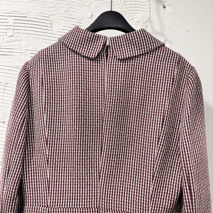 [BUNJANG] Line Burgundy Red Checkered Dress / 라인 버건디 레드 체크 원피스