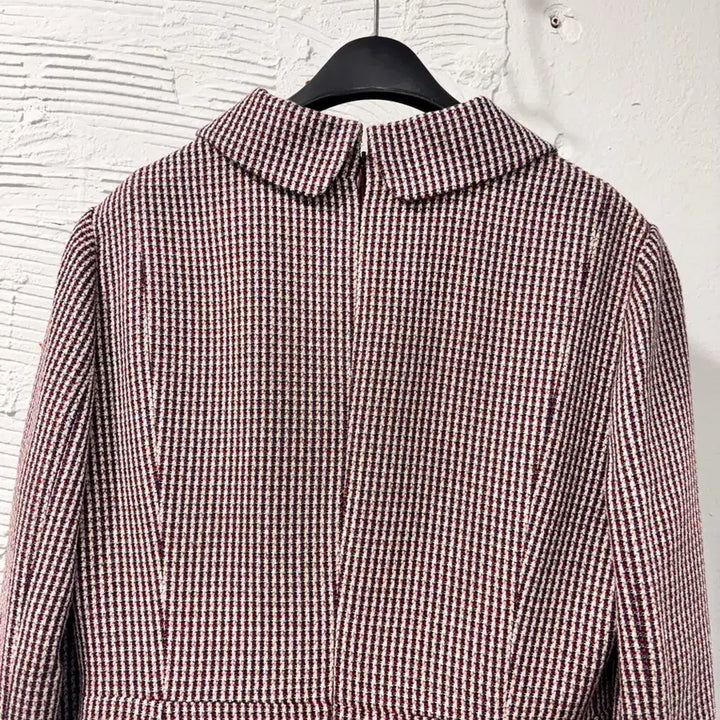 [BUNJANG] Line Burgundy Red Checkered Dress / 라인 버건디 레드 체크 원피스