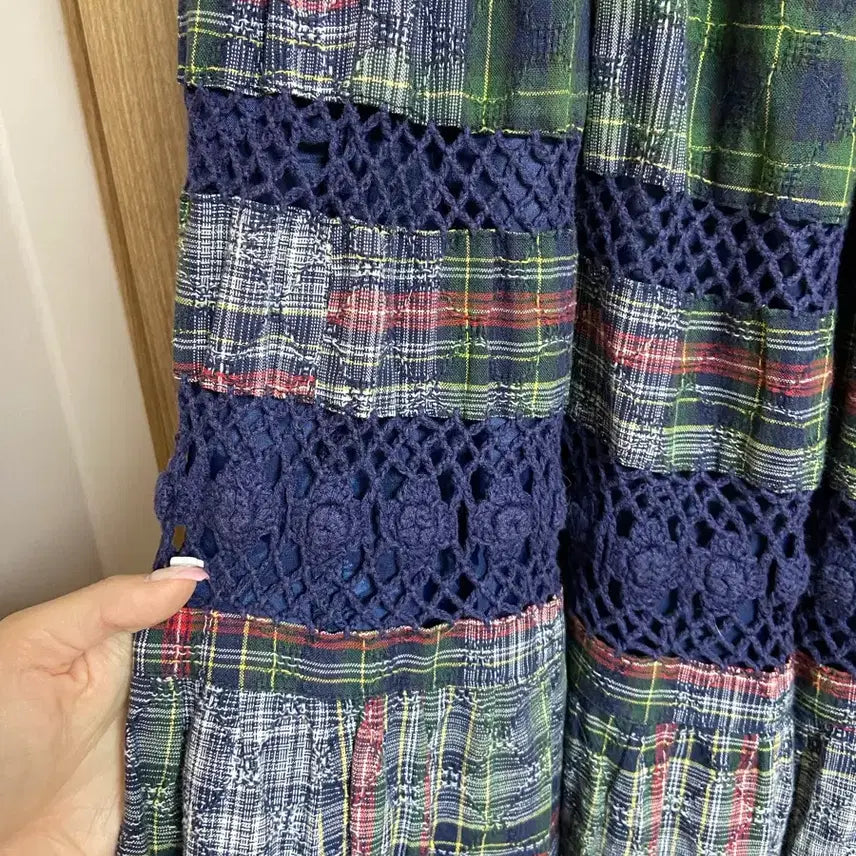 [SOLD OUT] 재팬빈티지 체크 롱스커트 네이비