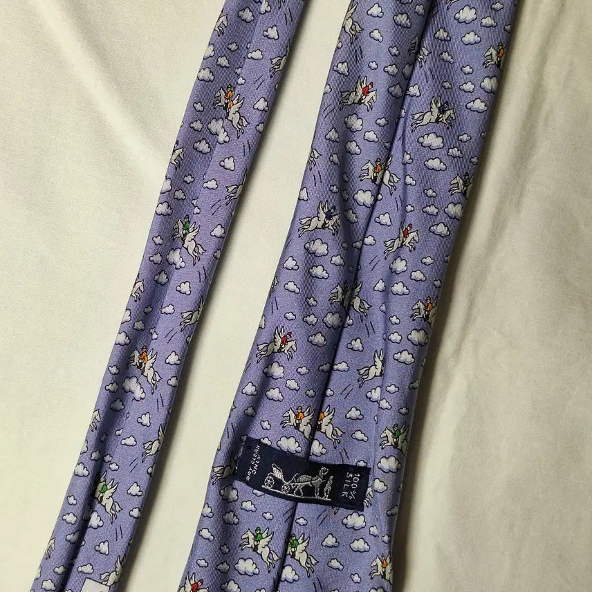 [BUNJANG] Hermès Lavender Pegasus Cloud Silk Tie / 에르메스 라벤더 페가수스 클라우드 실크 넥타이