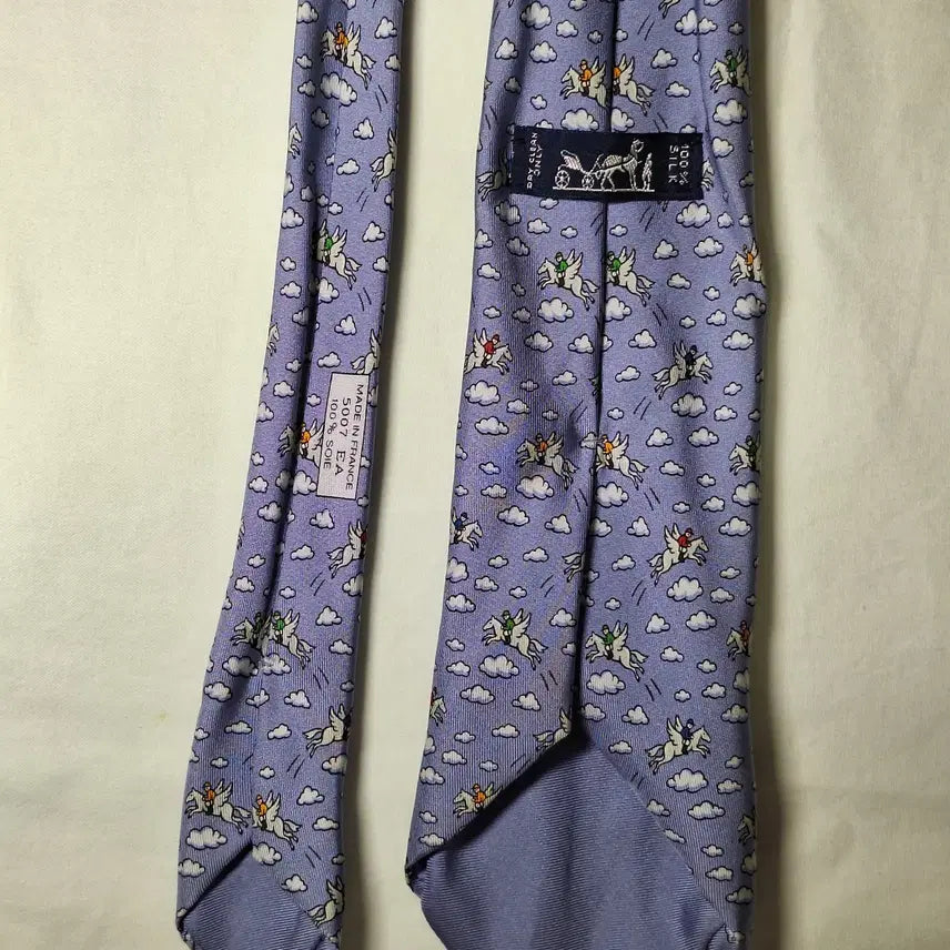 [BUNJANG] Hermès Lavender Pegasus Cloud Silk Tie / 에르메스 라벤더 페가수스 클라우드 실크 넥타이