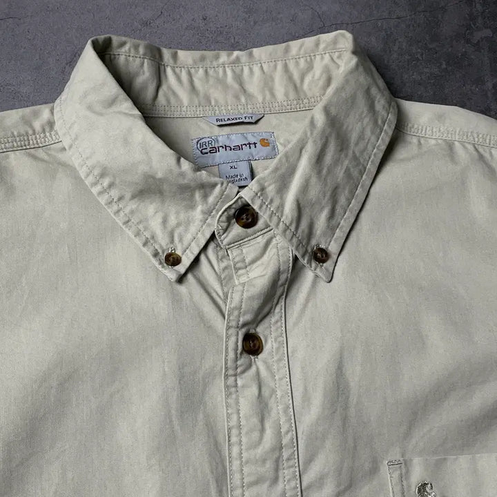 [BUNJANG] Carhartt Vintage Ivory Cotton Work Shirt A00834 / CARHARTT 칼하트 빈티지 아이보리 코튼 워크 셔츠 A00834