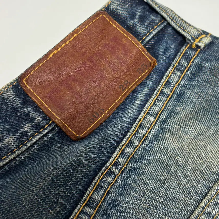 [SOLD OUT] 에드윈 505 오렌지 탭 데미지 컷오프 스트레이트 데님 팬츠