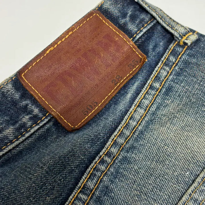 [SOLD OUT] 에드윈 505 오렌지 탭 데미지 컷오프 스트레이트 데님 팬츠
