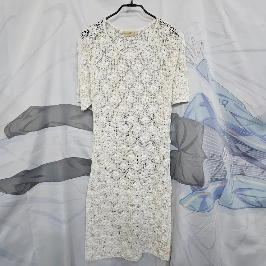 [BUNJANG] Crochet Knit Long Dress / 크로쉐  니트 원피스