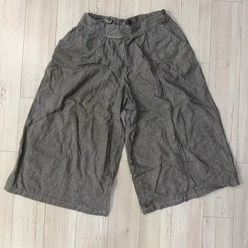 [SOLD OUT] 스트라이프7부와이드쿨팬츠 면100 8부반바지 밴딩와이드팬츠 7부여름반바지
