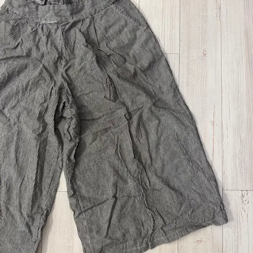[SOLD OUT] 스트라이프7부와이드쿨팬츠 면100 8부반바지 밴딩와이드팬츠 7부여름반바지