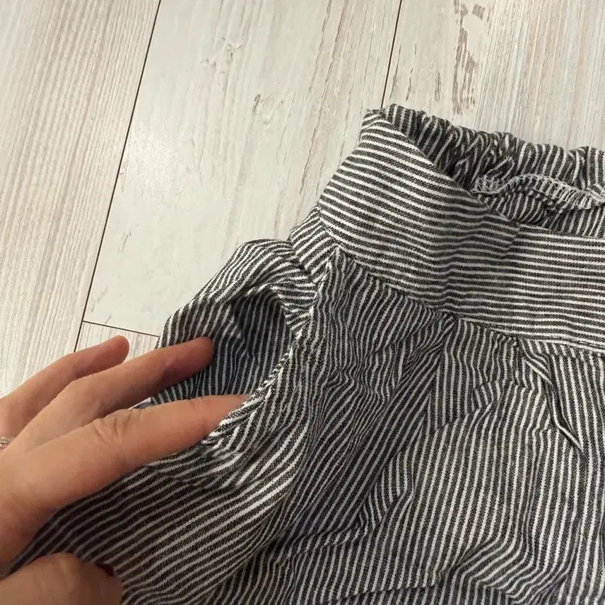 [SOLD OUT] 스트라이프7부와이드쿨팬츠 면100 8부반바지 밴딩와이드팬츠 7부여름반바지
