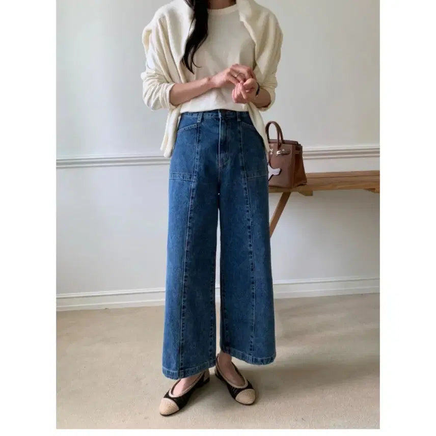 [BUNJANG] Unbranded Front Slit Pocket Denim Jeans - Dark Blue, S / 앞절개 포켓 데님 팬츠 청바지 - 진청,S