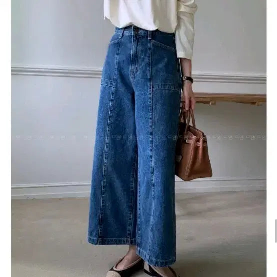 [BUNJANG] Unbranded Front Slit Pocket Denim Jeans - Dark Blue, S / 앞절개 포켓 데님 팬츠 청바지 - 진청,S