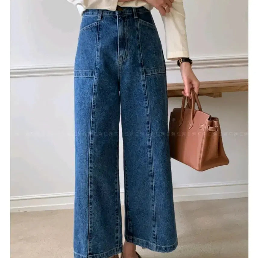 [BUNJANG] Unbranded Front Slit Pocket Denim Jeans - Dark Blue, S / 앞절개 포켓 데님 팬츠 청바지 - 진청,S