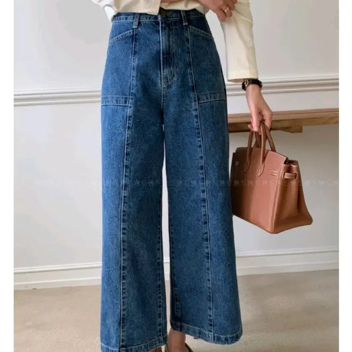 [BUNJANG] Unbranded Front Slit Pocket Denim Jeans - Dark Blue, S / 앞절개 포켓 데님 팬츠 청바지 - 진청,S