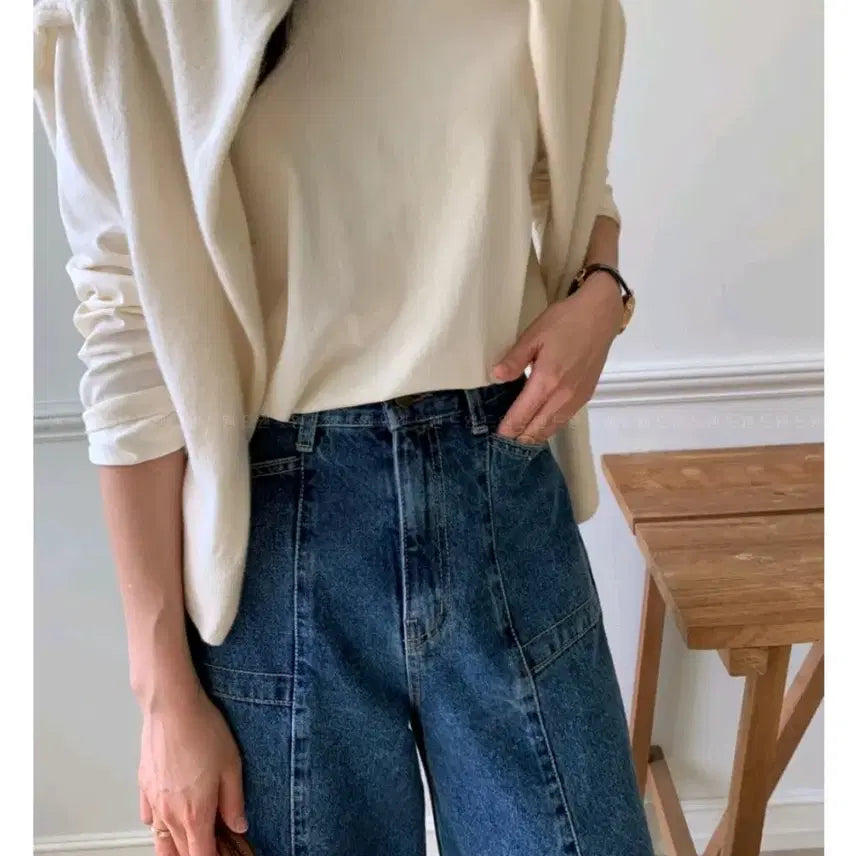 [BUNJANG] Unbranded Front Slit Pocket Denim Jeans - Dark Blue, S / 앞절개 포켓 데님 팬츠 청바지 - 진청,S