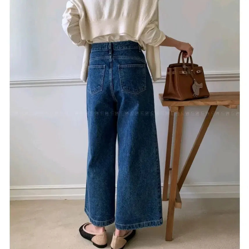 [BUNJANG] Unbranded Front Slit Pocket Denim Jeans - Dark Blue, S / 앞절개 포켓 데님 팬츠 청바지 - 진청,S