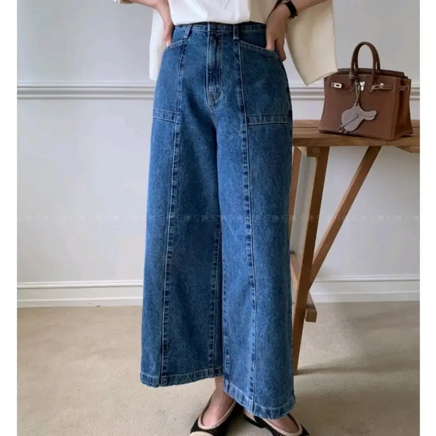 [BUNJANG] Unbranded Front Slit Pocket Denim Jeans - Dark Blue, S / 앞절개 포켓 데님 팬츠 청바지 - 진청,S