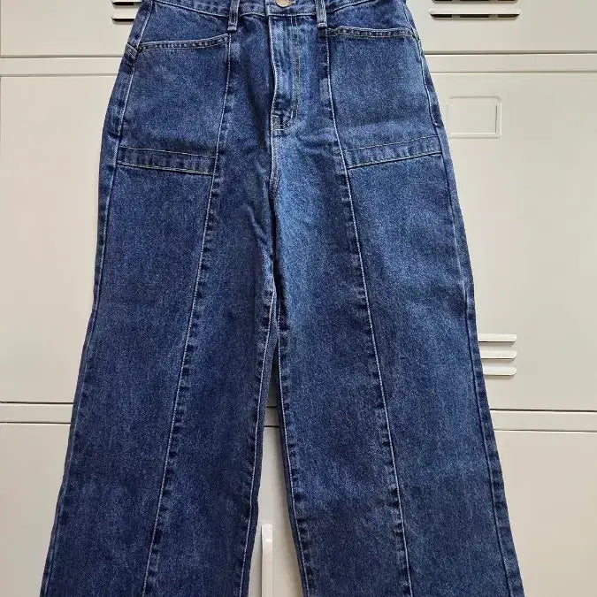 [BUNJANG] Unbranded Front Slit Pocket Denim Jeans - Dark Blue, S / 앞절개 포켓 데님 팬츠 청바지 - 진청,S