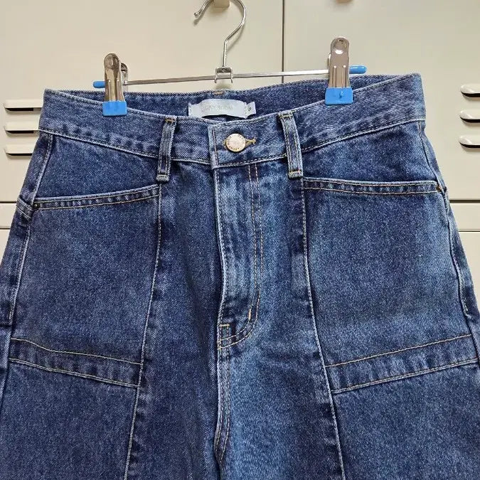 [BUNJANG] Unbranded Front Slit Pocket Denim Jeans - Dark Blue, S / 앞절개 포켓 데님 팬츠 청바지 - 진청,S