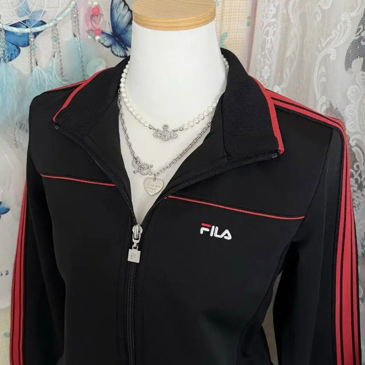 [BUNJANG] Fila Black &amp; Red Jersey Top / 휠라 블랙 &amp; 레드 져지