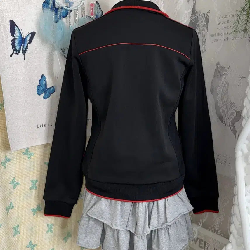 [BUNJANG] Fila Black &amp; Red Jersey Top / 휠라 블랙 &amp; 레드 져지