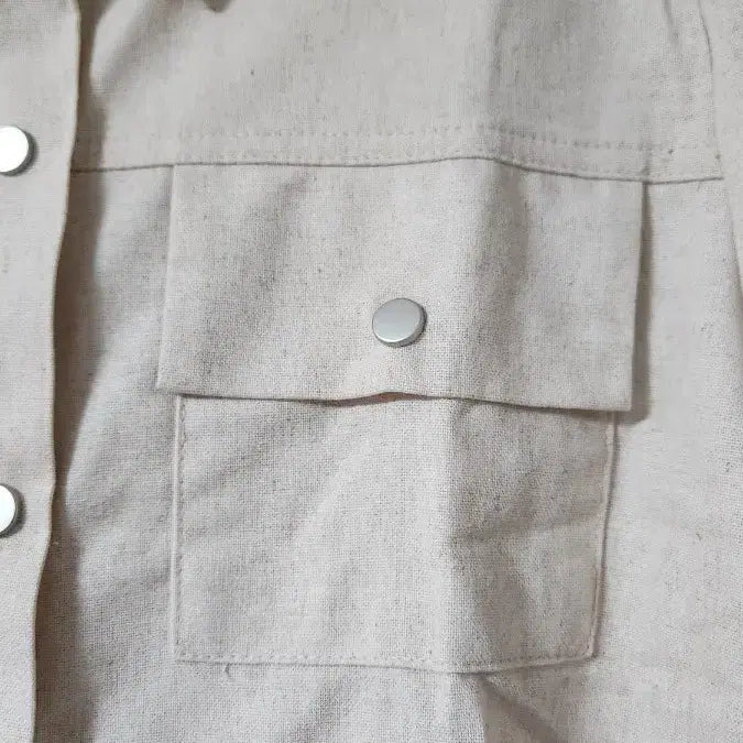 [BUNJANG] Beige Puff Sleeve Short Jacket / 베이지 반팔 셔츠 자켓 퍼프 숏기장 새상품