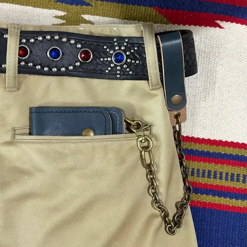 [BUNJANG] Japanese Handmade Vintage Blue Trucker Wallet and Chain Set / 제패니즈 헨드메이드 트러커 월렛 체인 세트
