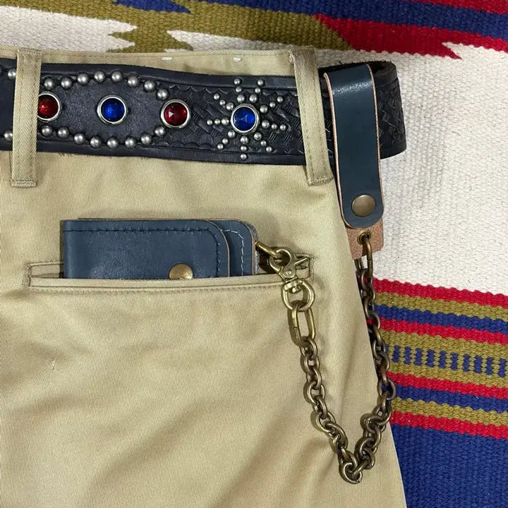 [BUNJANG] Japanese Handmade Vintage Blue Trucker Wallet and Chain Set / 제패니즈 헨드메이드 트러커 월렛 체인 세트