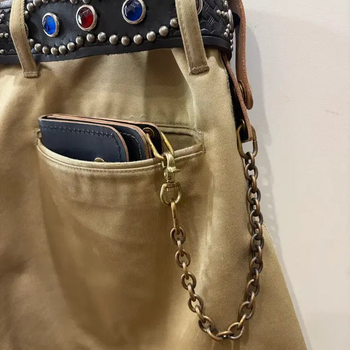 [BUNJANG] Japanese Handmade Vintage Blue Trucker Wallet and Chain Set / 제패니즈 헨드메이드 트러커 월렛 체인 세트